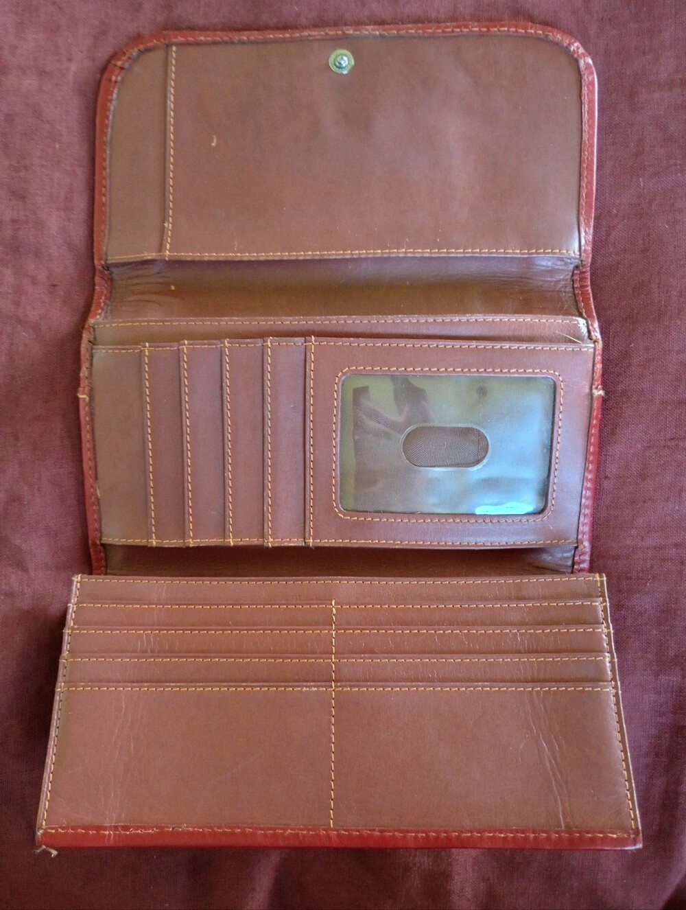 American West Red Leather Hand Tooled Wallet - Picture 6 of 10
